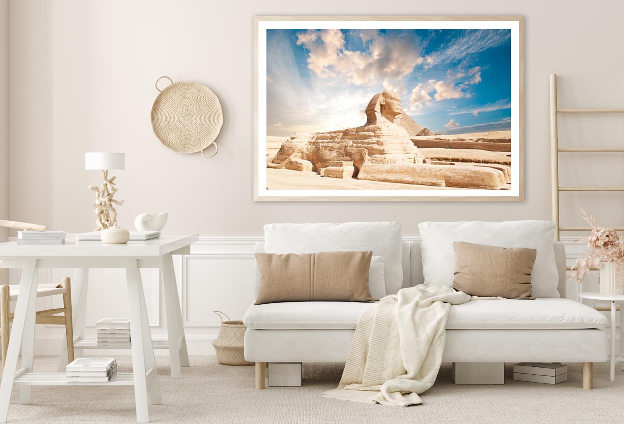 Sphinx Statue in Front of a Pyramid, Egypt Home Decor Premium Quality Poster Print Choose Your Sizes