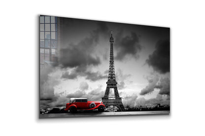 Eiffel Tower Red Car UV Direct Aluminum Print Australian Made Quality