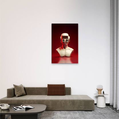 Futuristic Robot Head 60x90cm Metal Print Ready to Hang