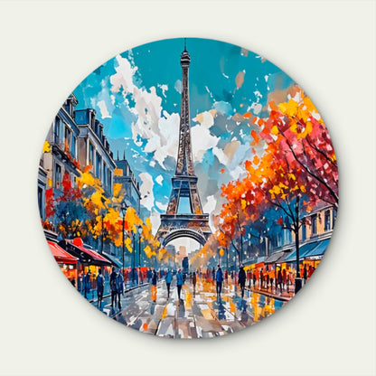 Eiffel Paris Street Painting Acrylic Glass Rounded Print Tempered Glass Wall Art 100% Made in Australia Ready to Hang