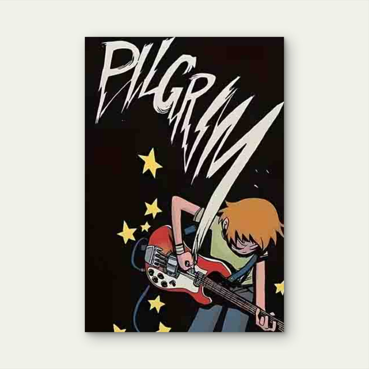 Person Playing a Red Electric Guitar 40x60cm Metal Print Ready to Hang