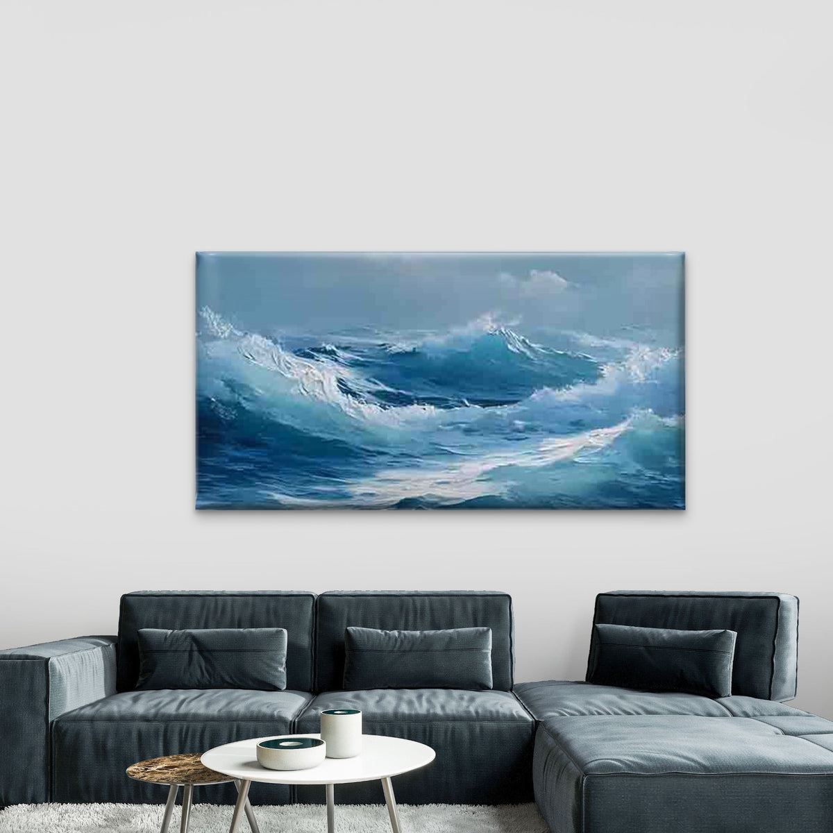 Surging Ocean Wave Wall Art Canvas Office Home Room Framed 120x60cm