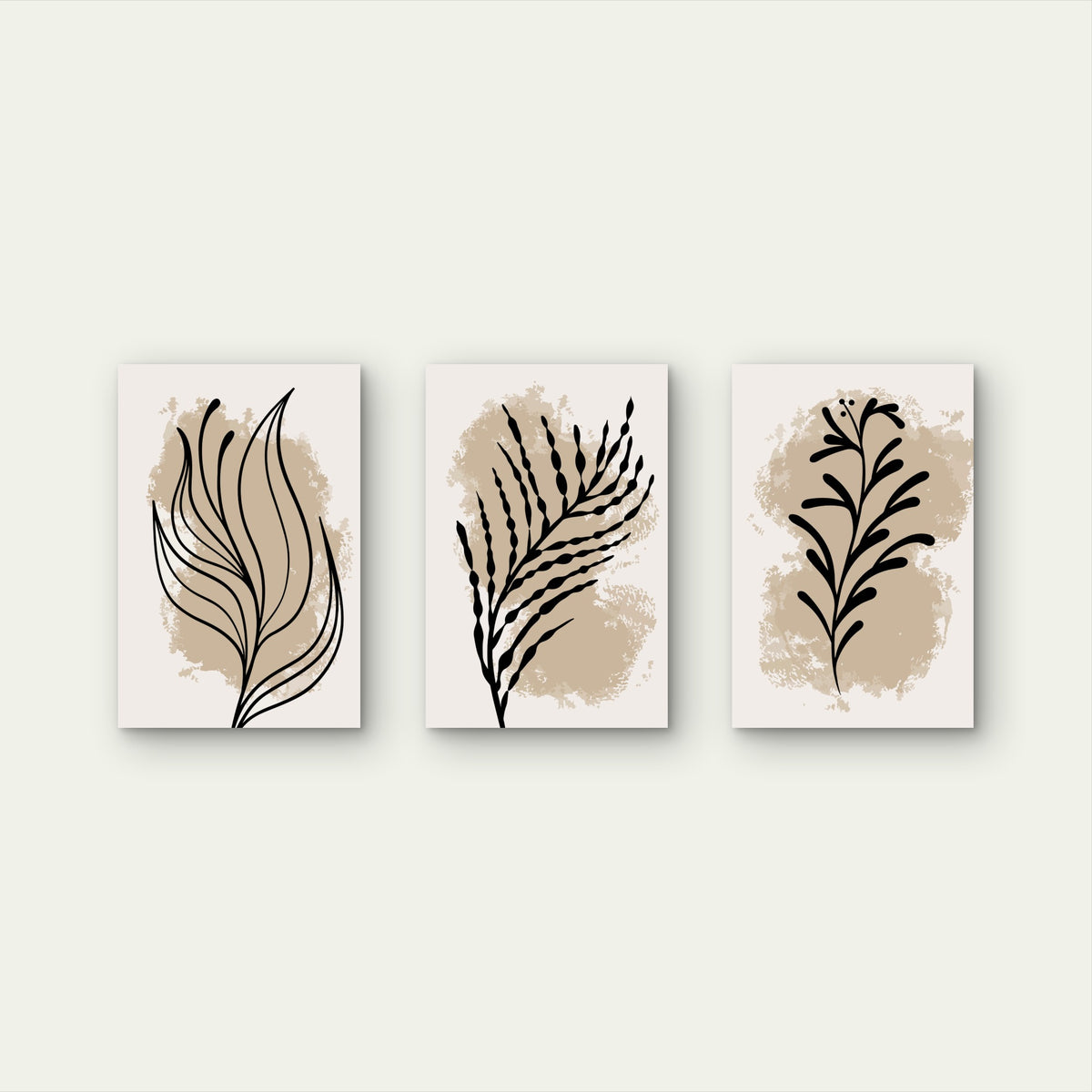 3pcs Modern Earthy Terracotta Brown Floral Triptych Wall Art Set Canvas Framed 40x60cm - High Quality Print 100% Australian Made Wall Canvas Ready to Hang