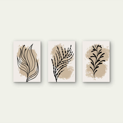 3pcs Modern Earthy Terracotta Brown Floral Triptych Wall Art Set Canvas Framed 40x60cm - High Quality Print 100% Australian Made Wall Canvas Ready to Hang