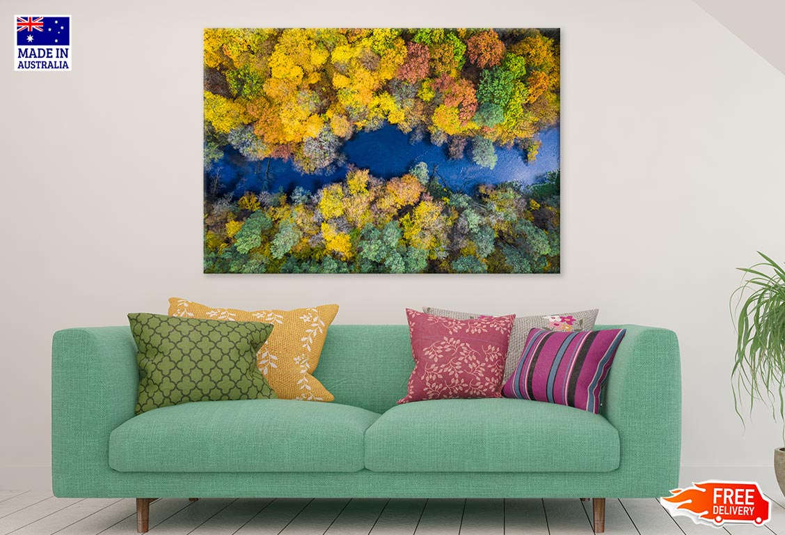 Autumn Forest & River Top View Print 100% Australian Made