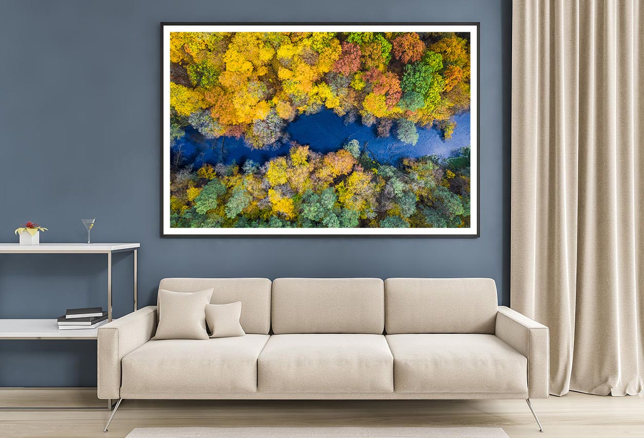 Autumn Forest & River Top View Home Decor Premium Quality Poster Print Choose Your Sizes