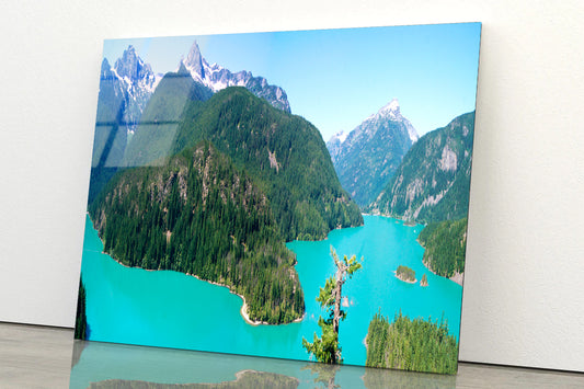 Cascade Mountain with Blue River Acrylic Glass Print Tempered Glass Wall Art 100% Made in Australia Ready to Hang