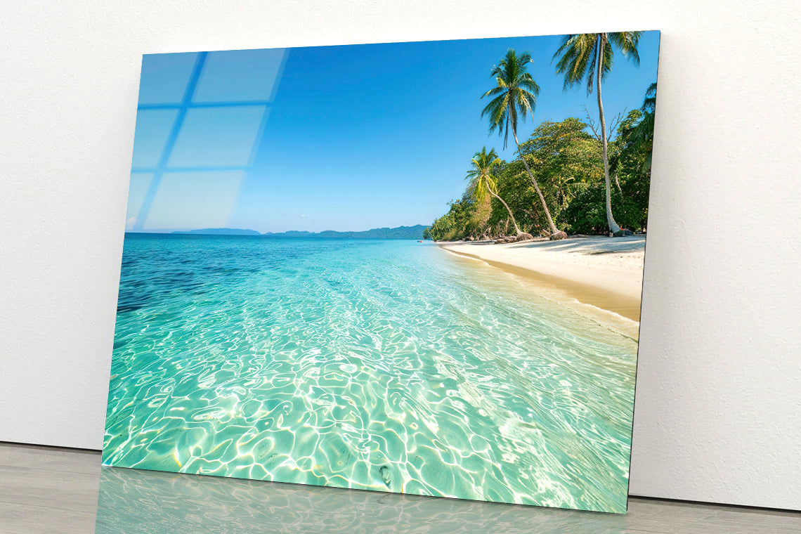 Beach & Palm Trees Acrylic Glass Print Tempered Glass Wall Art 100% Made in Australia Ready to Hang