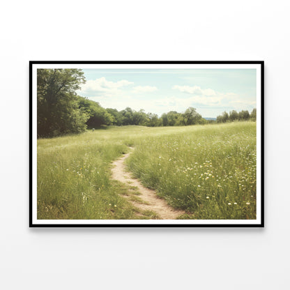 Walking Path through Meadow Grassland with Trees Home Decor Premium Quality Poster Print Choose Your Sizes