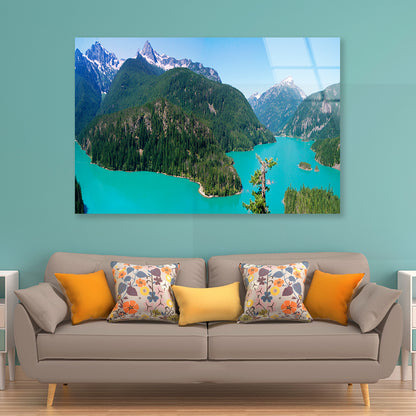 Cascade Mountain with Blue River Acrylic Glass Print Tempered Glass Wall Art 100% Made in Australia Ready to Hang