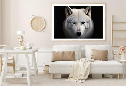 White Wolf with Blue Eyes Looking at The Camera Home Decor Premium Quality Poster Print Choose Your Sizes