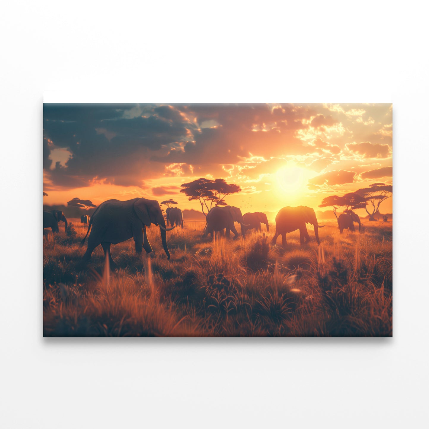 Herd of Elephants Walking Print 100% Australian Made