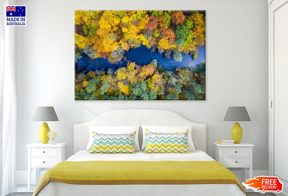 Autumn Forest & River Top View Print 100% Australian Made