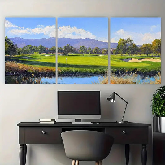 3pcs Shadow Creek Golf Course Golfing Metal Print Ready to Hang Art