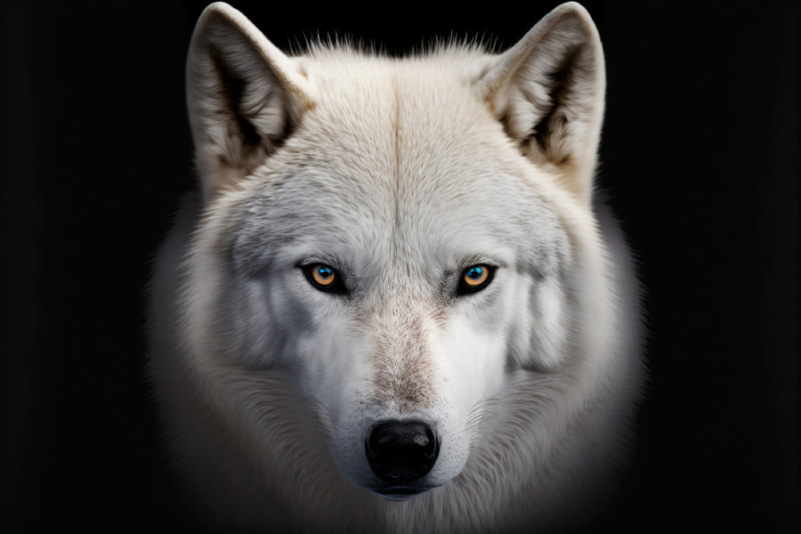 White Wolf with Blue Eyes Looking at The Camera Acrylic Glass Print Tempered Glass Wall Art 100% Made in Australia Ready to Hang