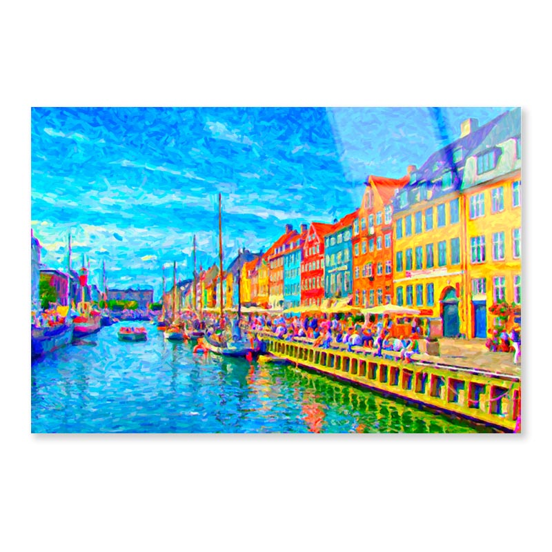 Digital Painting of Nyhavn in Denmark Acrylic Glass Print Tempered Glass Wall Art 100% Made in Australia Ready to Hang