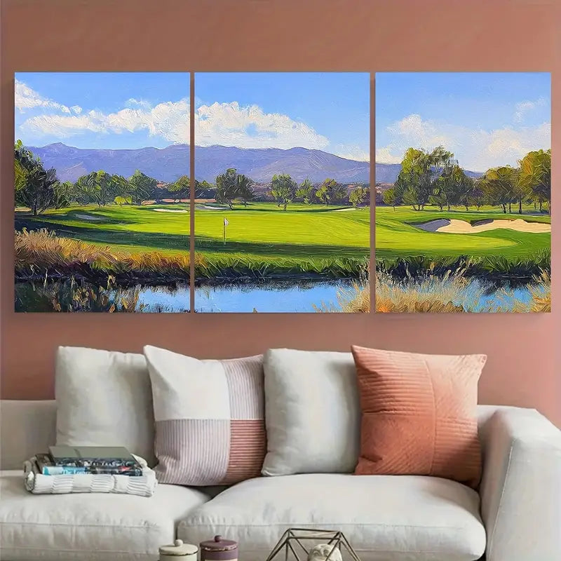 3pcs Shadow Creek Golf Course Golfing Metal Print Ready to Hang Art