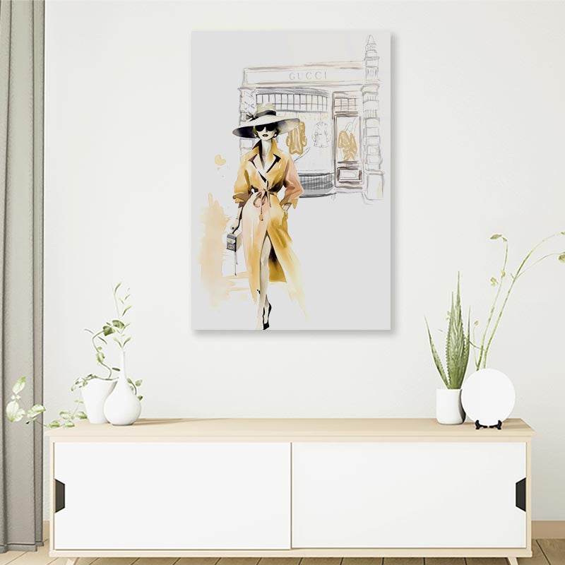 Yellow Stylish Lady 3D Design Acrylic Glass Print Tempered Glass Wall Art 100% Made in Australia Ready to Hang