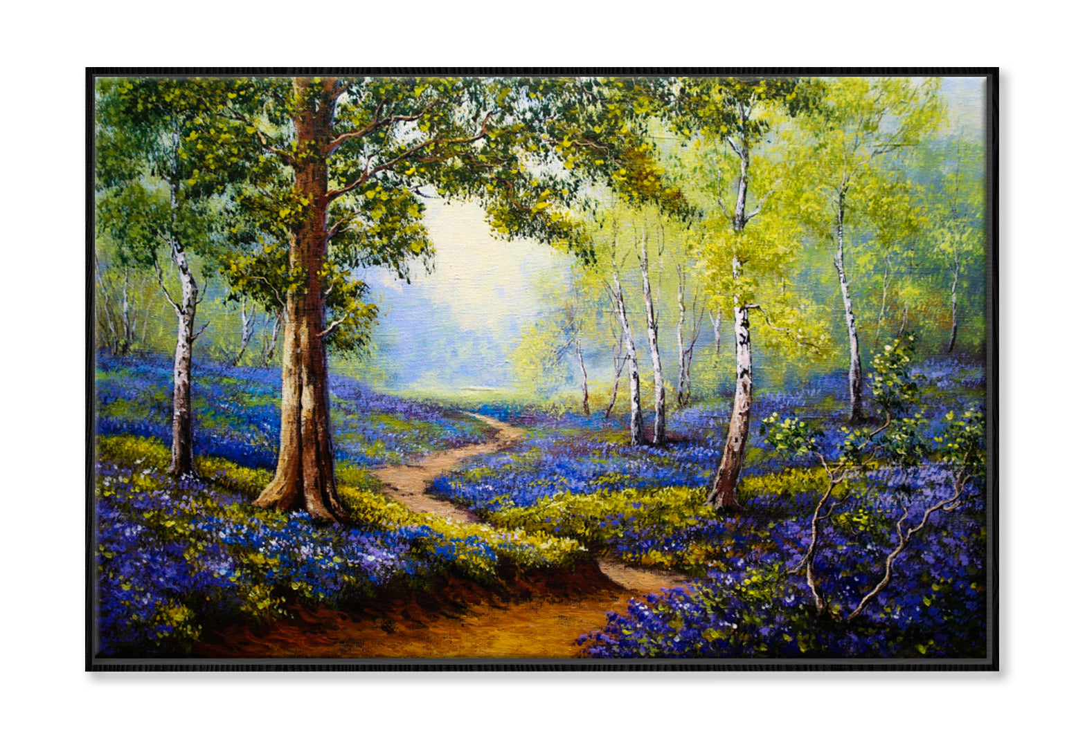 Spring Forest Flowers Oil Painting Wall Art Limited Edition High Quality Print Canvas Box Framed Black