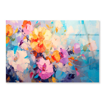 Spring Flower Abstract Colorful Oil  Acrylic Glass Print Tempered Glass Wall Art 100% Made in Australia Ready to Hang