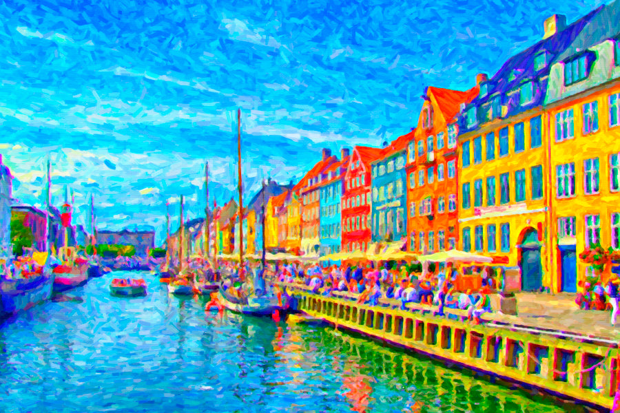 Digital Painting of Nyhavn in Denmark Acrylic Glass Print Tempered Glass Wall Art 100% Made in Australia Ready to Hang