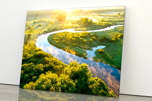 Summer Morning On the River with Fog Acrylic Glass Print Tempered Glass Wall Art 100% Made in Australia Ready to Hang