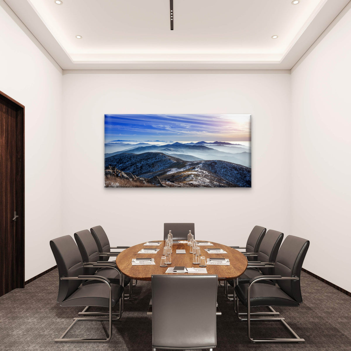 Winter Landscape Sunset Deogyusan Mountains Korea Wall Art Canvas Office Home Room Framed 120x60cm