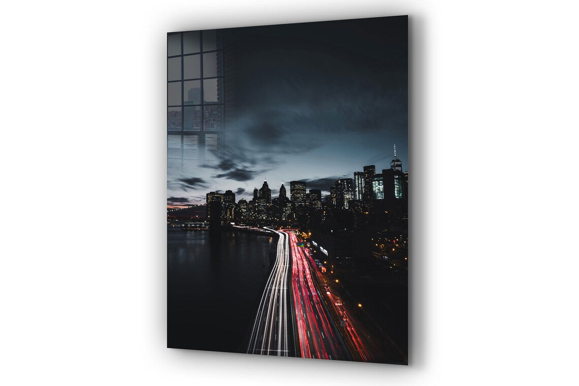 City Highway Night View UV Direct Aluminum Print Australian Made Quality