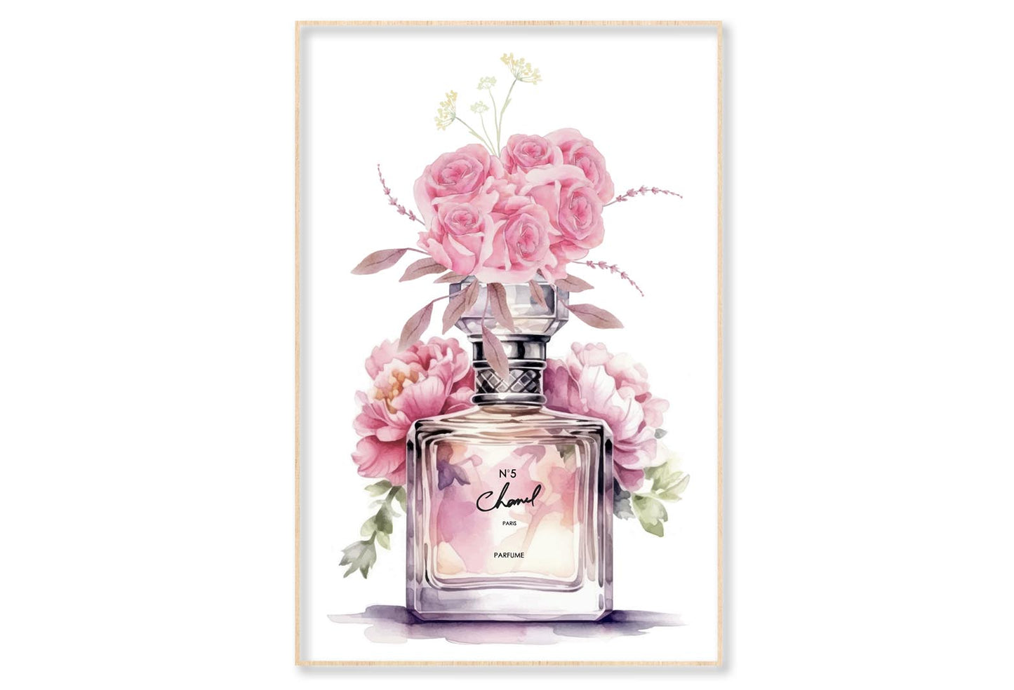 Pink Perfume Wall Art Limited Edition High Quality Print Canvas Box Framed Natural