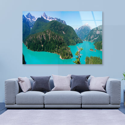 Cascade Mountain with Blue River Acrylic Glass Print Tempered Glass Wall Art 100% Made in Australia Ready to Hang