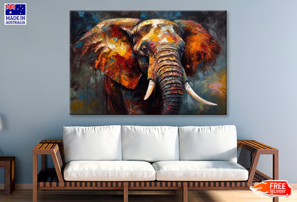 Textured Elephant Closeup Oil Painting Wall Art Limited Edition High Quality Print