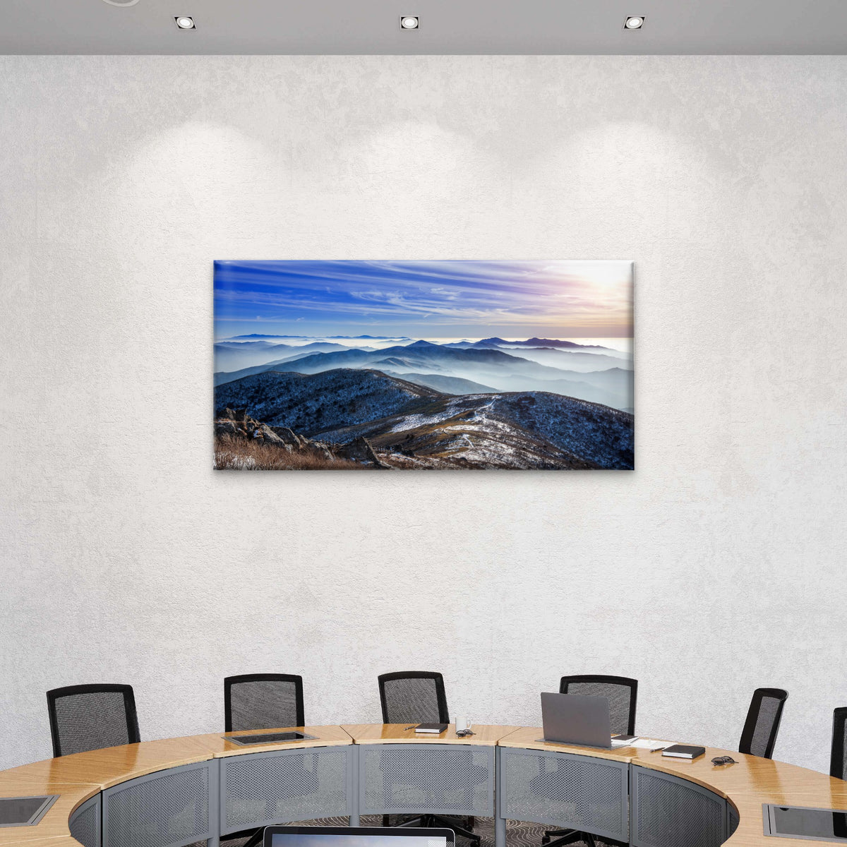 Winter Landscape Sunset Deogyusan Mountains Korea Wall Art Canvas Office Home Room Framed 120x60cm