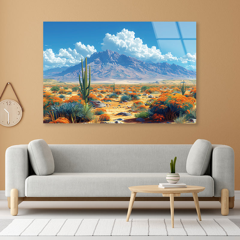 Beautiful Landscape with a Mountain, Sky Acrylic Glass Print Tempered Glass Wall Art 100% Made in Australia Ready to Hang