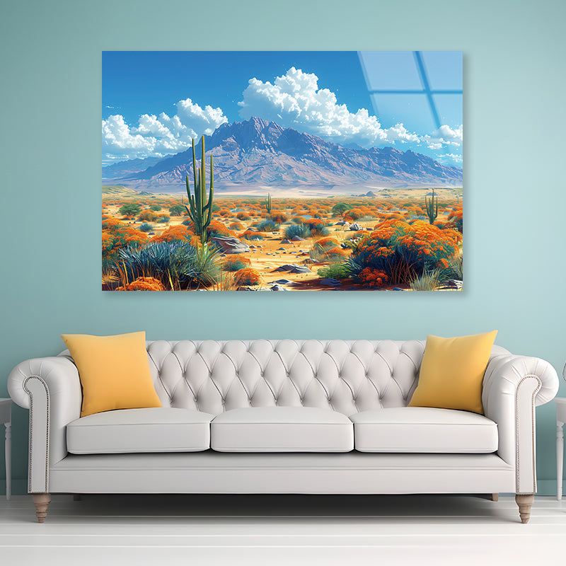 Beautiful Landscape with a Mountain, Sky Acrylic Glass Print Tempered Glass Wall Art 100% Made in Australia Ready to Hang