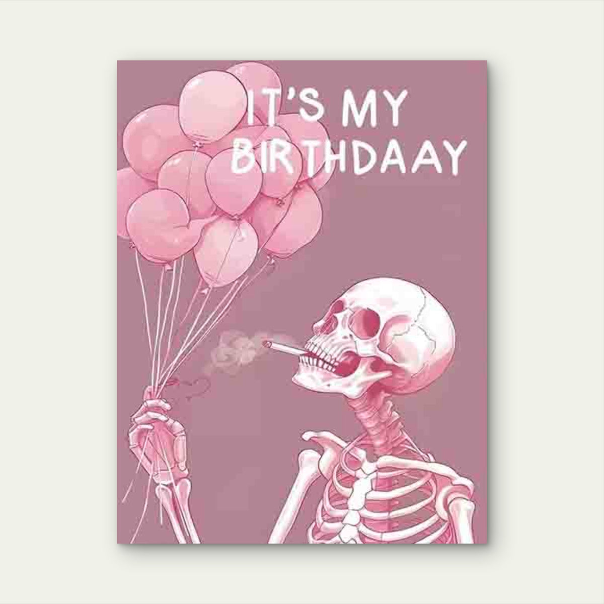 Pink Skeleton With A Text IT's MY BIRTHDAY Metal Print Ready to Hang