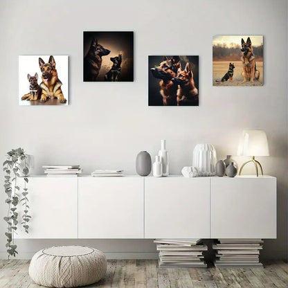 4pcs Majestic German Shepherd Canvas Art Prints Wall Art Canvas Framed