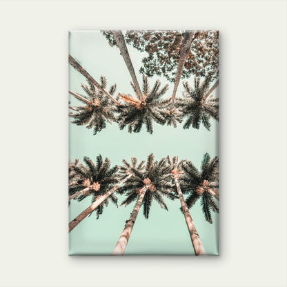Vertical low angle shot of palm trees in Rio Di Janeiro, Brazil Vintage Neutral Wall Art Canvas Print 100% Australian Made