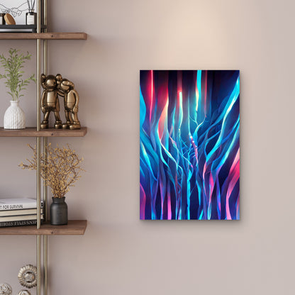 Abstract Waves Blue Orange Shades 60x90cm Metal Print Ready to Hang