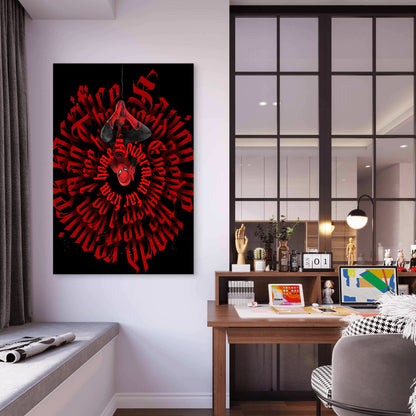 Red & Black Dark Gothic Typography 60x90cm Metal Print Ready to Hang