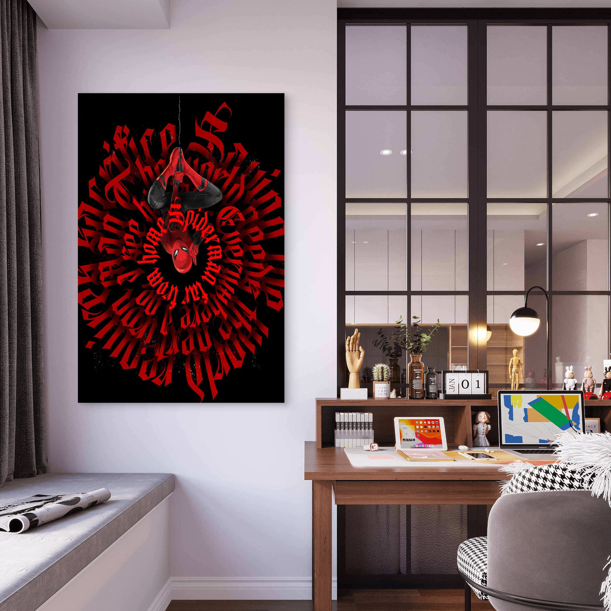 Red & Black Dark Gothic Typography 40x60cm Metal Print Ready to Hang