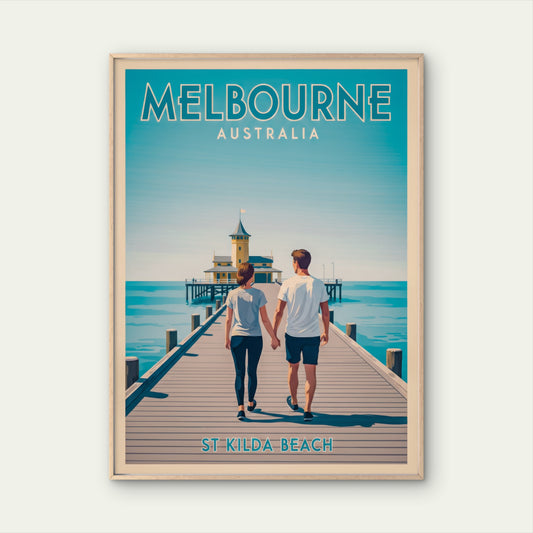 St Kilda Beach, Melbourne, Australia Home Decor Premium Quality Vintage Travel Poster Print Choose Your Sizes