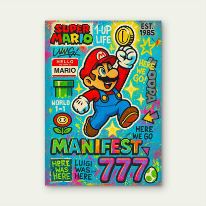Graffiti Game Character Bouncing High 40x60cm Metal Print Ready to Hang