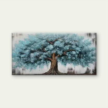 Elegant Blue Leaf Tree Painting Wall Art Canvas Office Home Room Framed 120x60cm