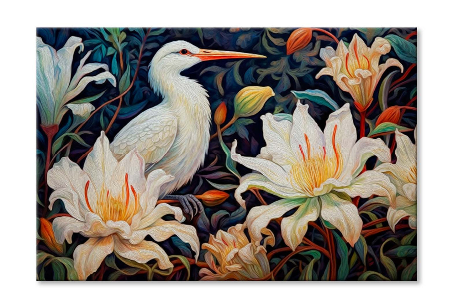 Oil Painting White Birds Wall Art Limited Edition High Quality Print