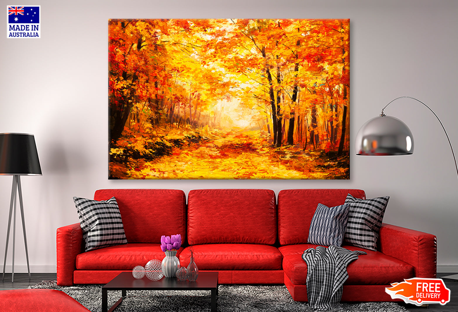 Yellow Brown Colorful Autumn Forest Oil Painting Limited Edition High Quality Print