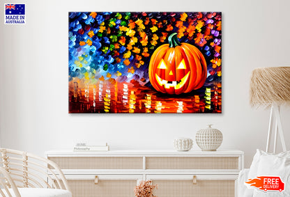 Cheerful Halloween Pumpkin Oil Painting Wall Art Limited Edition High Quality Print