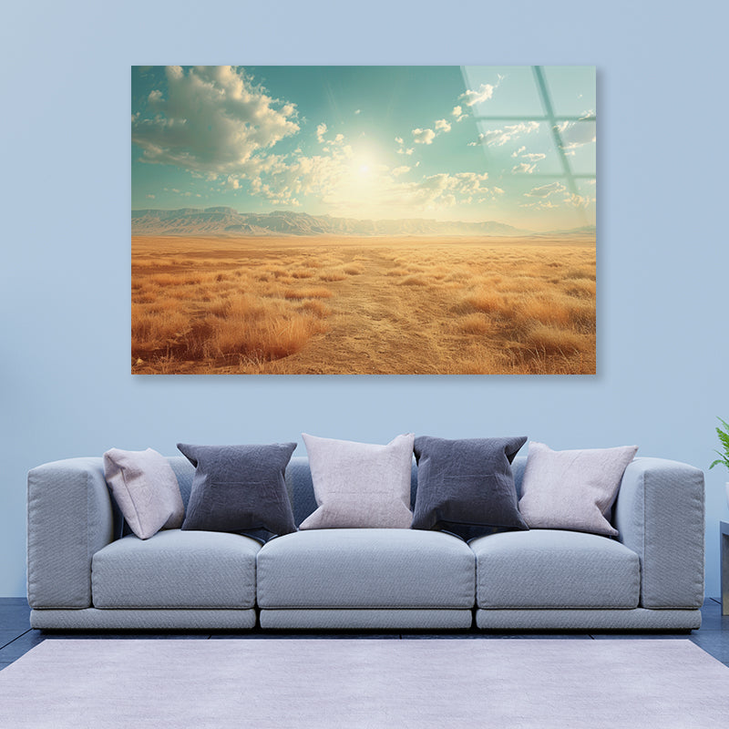 Large Field with a Blue Sky Acrylic Glass Print Tempered Glass Wall Art 100% Made in Australia Ready to Hang