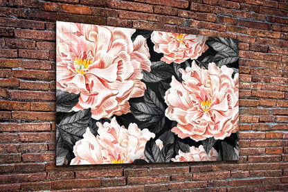 Pink Flowers Leaves Art UV Direct Aluminum Print Australian Made Quality