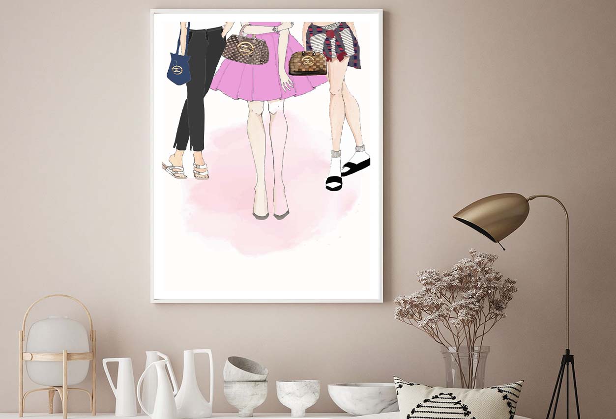 Fancy Girls with Luxury Bags Design Home Decor Premium Quality Poster Print Choose Your Sizes