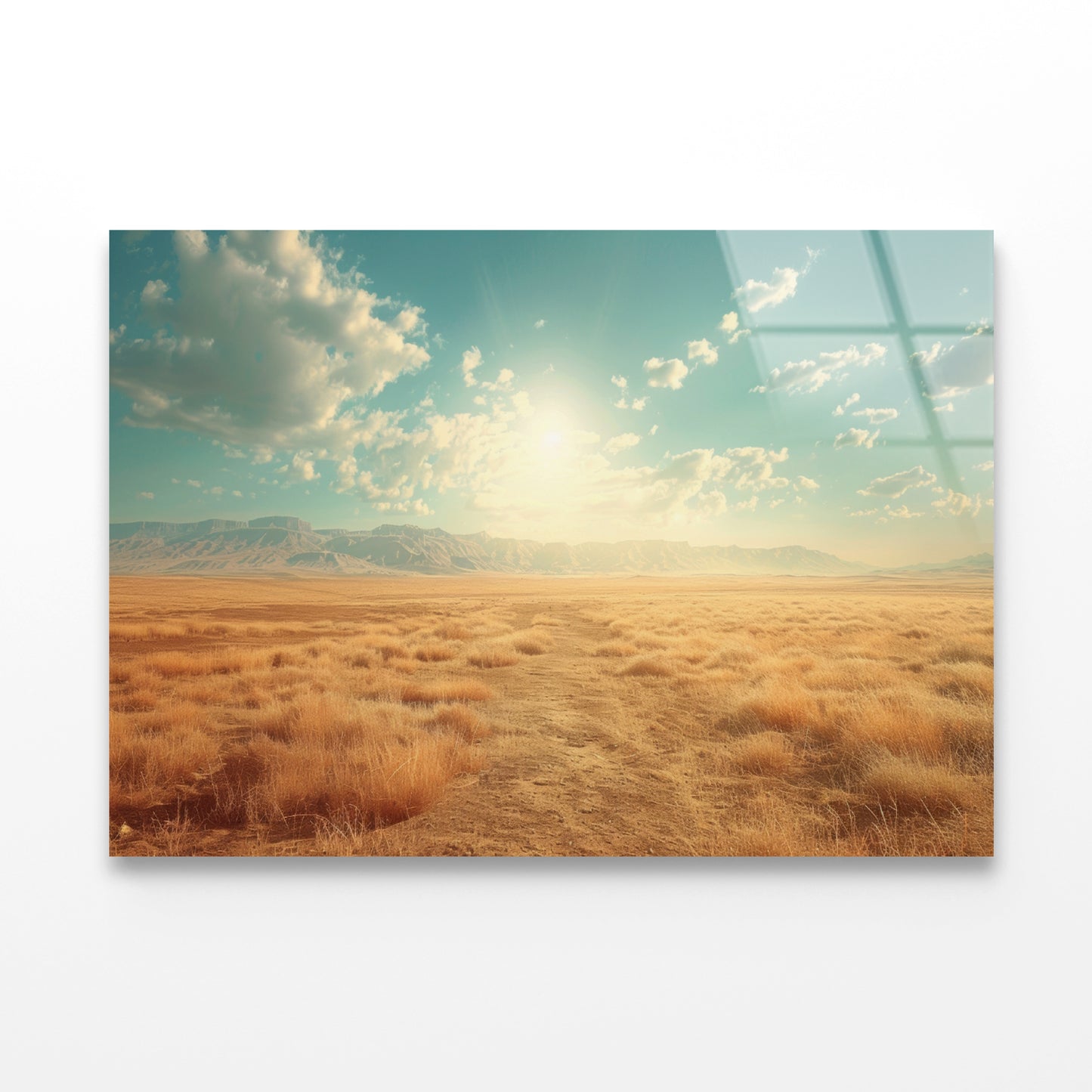 Large Field with a Blue Sky Acrylic Glass Print Tempered Glass Wall Art 100% Made in Australia Ready to Hang